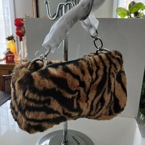 Topshop Tiger Print Faux Fur Shoulder Bag